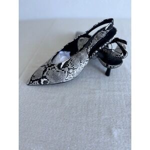 A New Day Samantha Slingback Pumps 11 Black Snakeskin Kitten Heel Pointed Toe